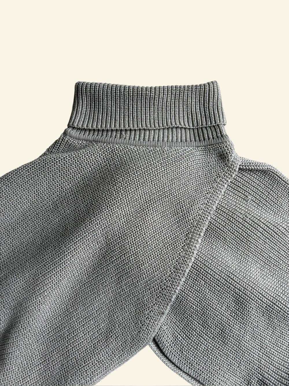 CIDER Grey Asymmetric Wrap Cropped Turtleneck Sweater Size S Knit Shrug Lantern - Picture 2 of 8